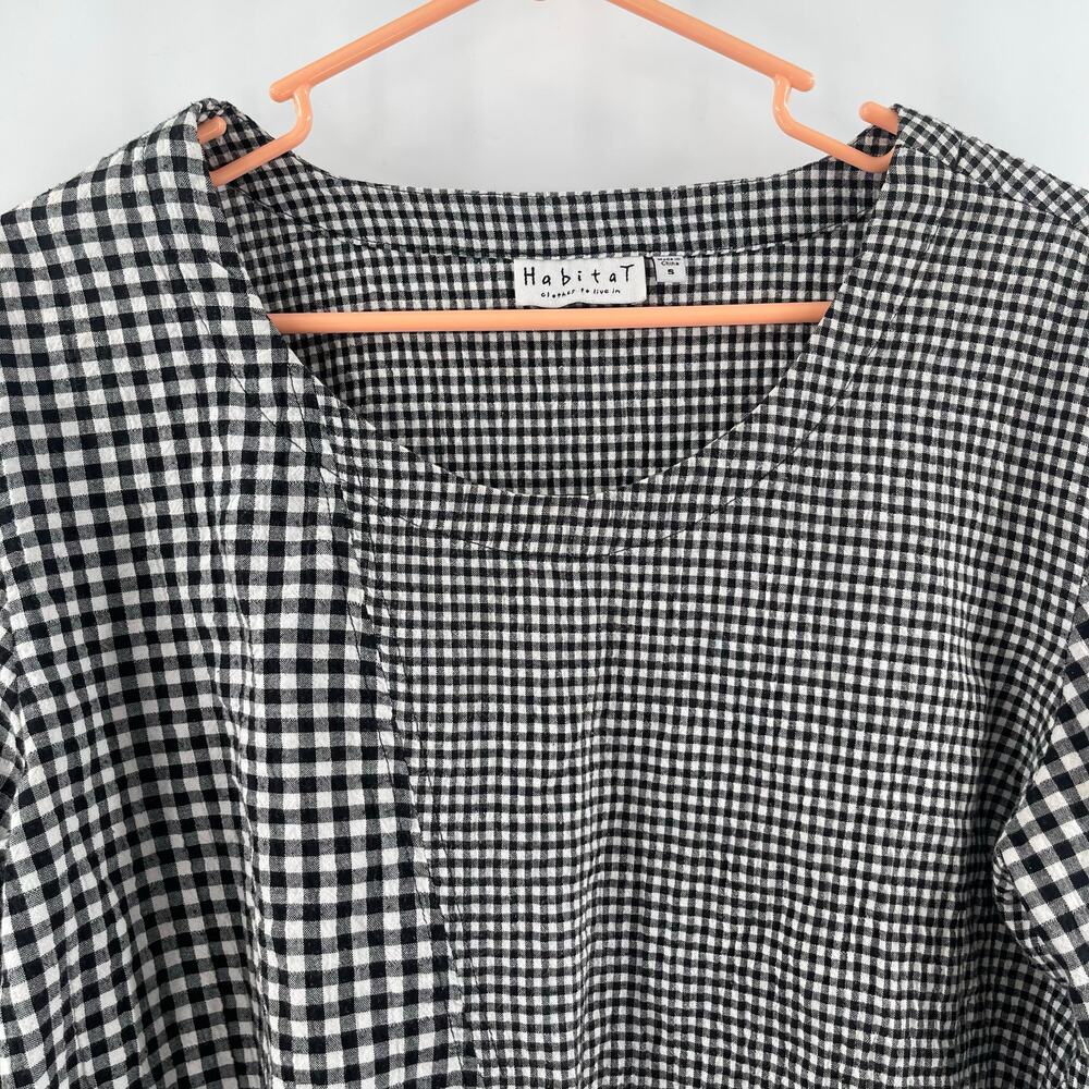 HABITAT Tunic Top Small Lagenlook Art To Wear Artsy Gingham Mixed Checks Funky - Picture 4 of 12